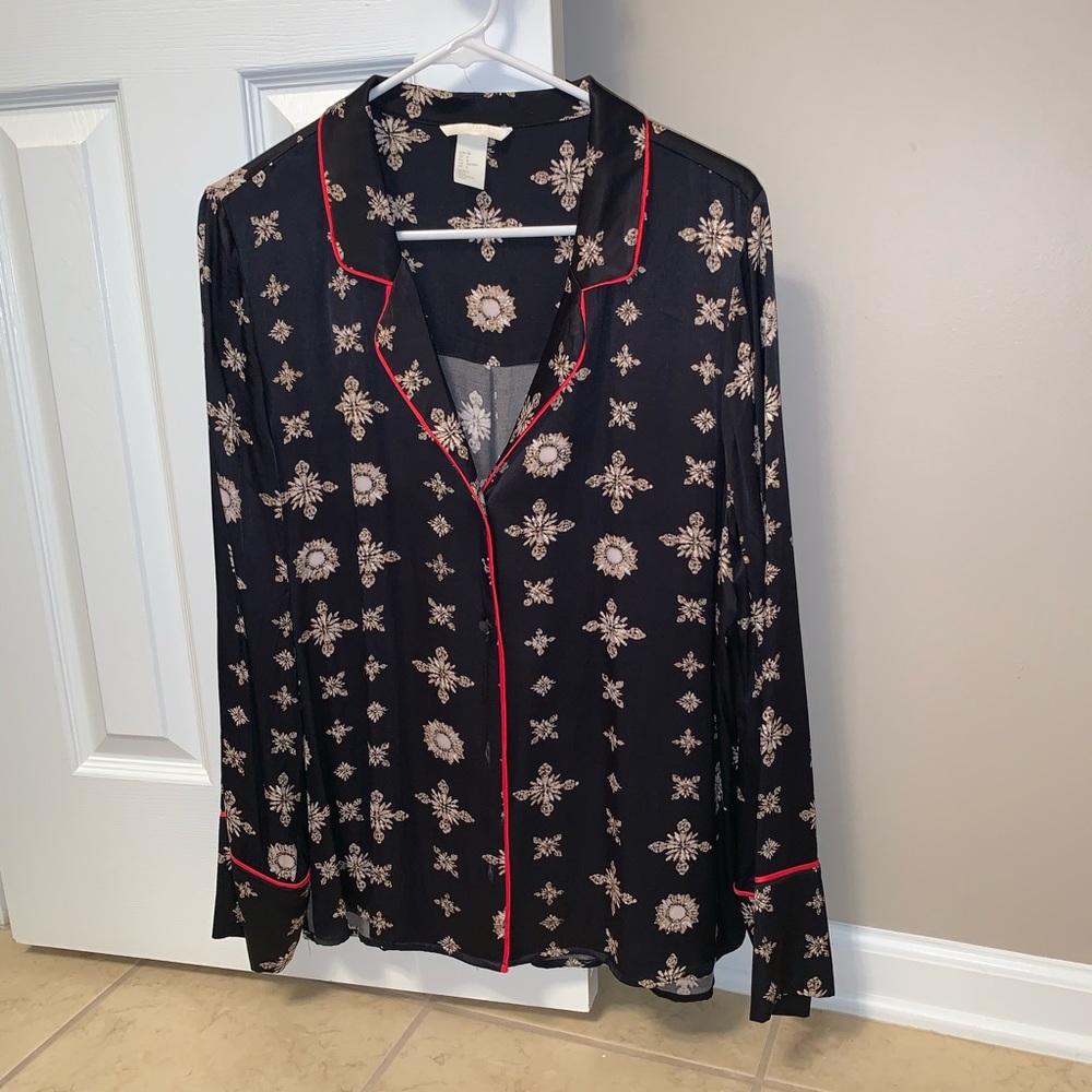 H & M silk pajama blouse
